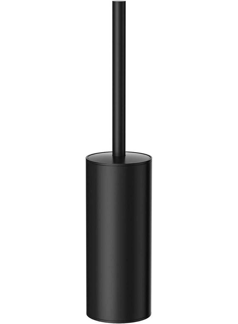 Scratch-resistant black toilet cleaning brush with holder - soft bristles brush, replaceable head, splash guard, and compact design for easy and hygienic bathroom cleaning - Image 2